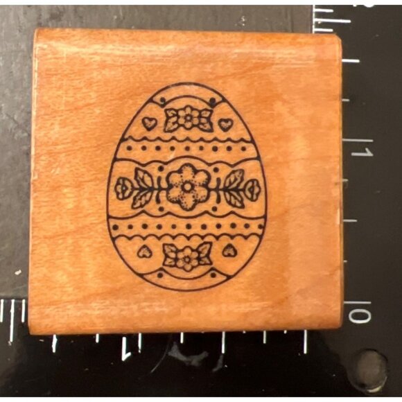 RARE Vintage Hero Arts Rubber Stamp set detailed egg and 2 love bunnies Easter - Picture 1 of 8